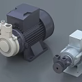Industrial Equipment Two Different Electric Motors And Pumps With Metal Construction