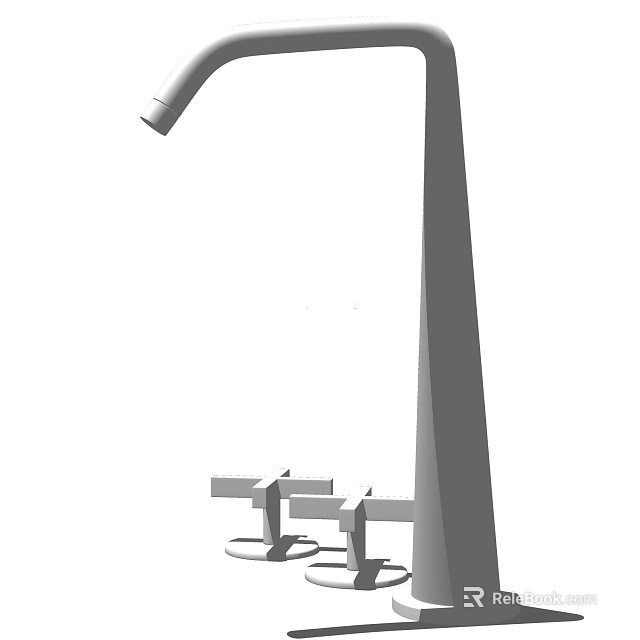 Modern Kitchen Faucet With Curved Spout And Control Knobs Design 3d model 