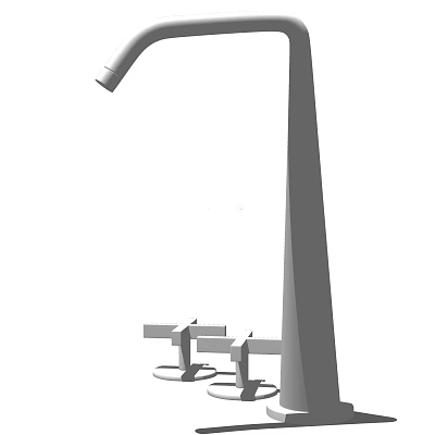 Modern Kitchen Faucet With Curved Spout And Control Knobs Design 3d model