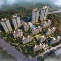 Aerial Planning of Modern Residential Complex with High Rise Buildings Greenery Roads and Central Facilities