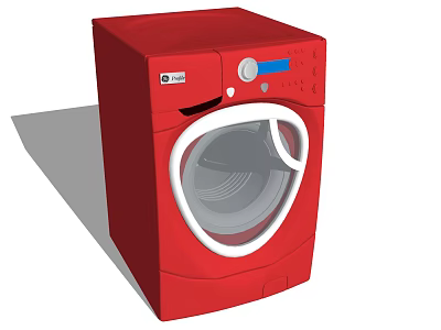 Red Front Load Washing Machine With Sleek Modern Design And Digital Display Control Panel 3d model