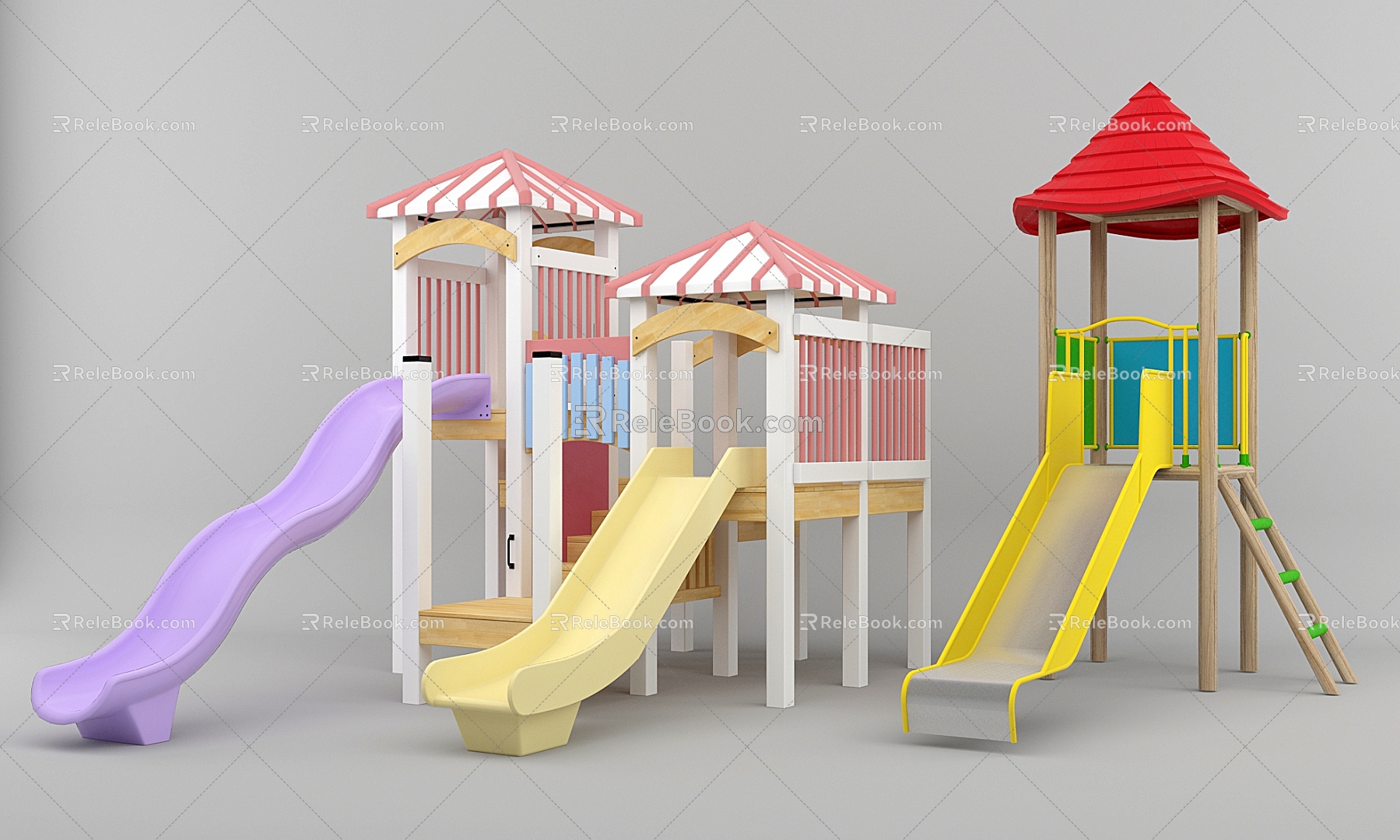 Modern children's slide model combination 3d model