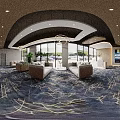 Modern Leisure Area With Sofa Chairs Green Plants And Large Decorative Painting