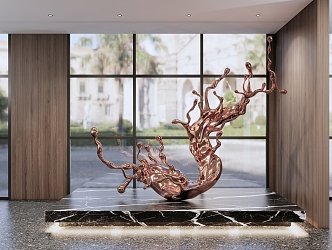 Modern Sculpture Exhibition Hall Sculpture Combination 3d model