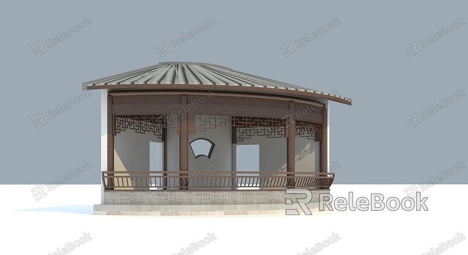 ancient building pavilion fan-shaped pavilion ancient architecture architecture of the Republic of China model