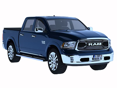 Dark Blue RAM Pickup Truck With Stylish Chrome Accents And Front Grille Design 3d model