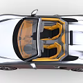 Silver Convertible Sports Car with Yellow Seats and Modern Streamlined Design