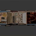 Vintage Rusty Pickup Truck Model With Roof Luggage And Front Lights