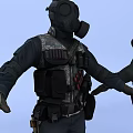 Two Tactical Game Movie Characters In Uniforms Holding Hands With Backpacks