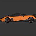 Sleek Orange And Black Supercar With Red Interior And Rear Spoiler Design