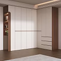 Modern Minimalist Two Tone L Shaped Bedroom Wardrobe With Built In Storage Shelves And Drawers