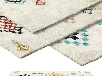 Colorful Square Area Rug With Geometric Patterns And Soft Texture For Living Room Decor 3d model