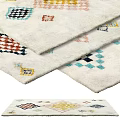 Colorful Square Area Rug With Geometric Patterns And Soft Texture For Living Room Decor