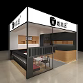Modern Restaurant Interior Design With Wooden Counter Display Shelves And Chairs