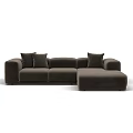 Modern Brown Sectional Sofa with Comfortable Cushions and L Shaped Design 3d model