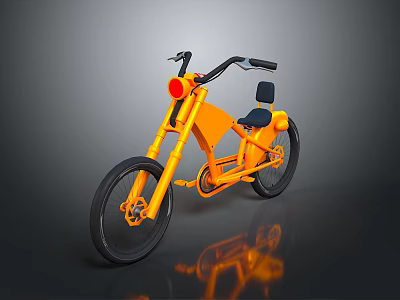 Modern Orange Bicycle With Black Handlebars Seat And Red Headlight 3d model