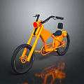 Modern Orange Bicycle With Black Handlebars Seat And Red Headlight 3d model
