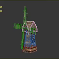 Handcrafted Wooden Windmill Model With Rotating Blades Staircase And Detailed Roof Design
