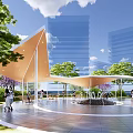 Modern Gallery Frame Landscape Gallery Frame Folding Line Gallery Frame Landscape Waterscape Circular Fountain Waterscape 3d model