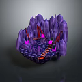 Purple Cave 3D Model Scene With Red Structures And Orange Black Track 3d model