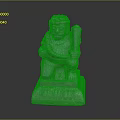 Ancient Stone Carved Human Figure Statue With Ornate Base Holding Staff