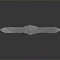 Ornate Double Bladed Axe With Metal Head And Red Wooden Handle