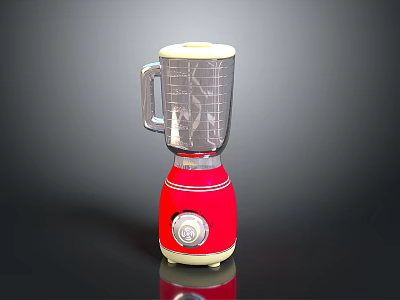 Red Household Blender With Transparent Jar And Classic Design For Kitchen Use 3d model