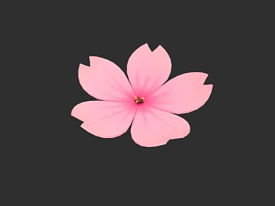 Botanical Illustration of Pink Flower With Yellow Stamen and Dark Background 3d model