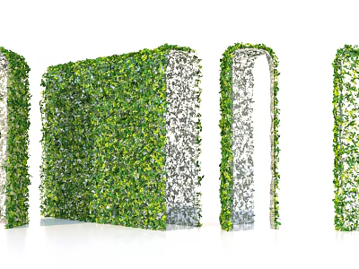 Greenery Wall Decor With Various Architectural Styles 3d model