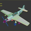 Aerospace Themed Airplane Model Featuring Silver Body Blue Cockpit Red Tail And Propeller