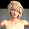 3D Model Woman In Pink Strapless Dress With Gold Belt Sandals Arms Outstretched