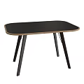 Modern Minimalist Desk With Black Tabletop Wooden Edge And Black Slim Legs