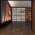 Elegant Modern Chinese Clubhouse Interior With Corridor Lighting Decorative Paintings And Stone Flooring