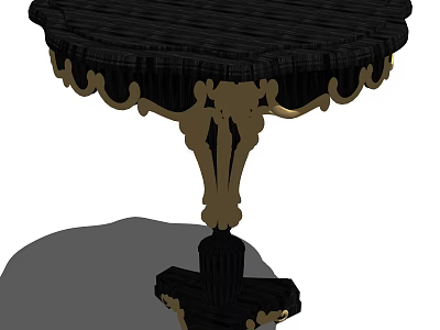 Classic Ornate Coffee Table With Black Top And Golden Carved Base 3d model