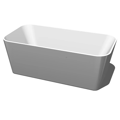 Modern White Rectangular Bathtub With Sleek Design And Smooth Surface 3d model