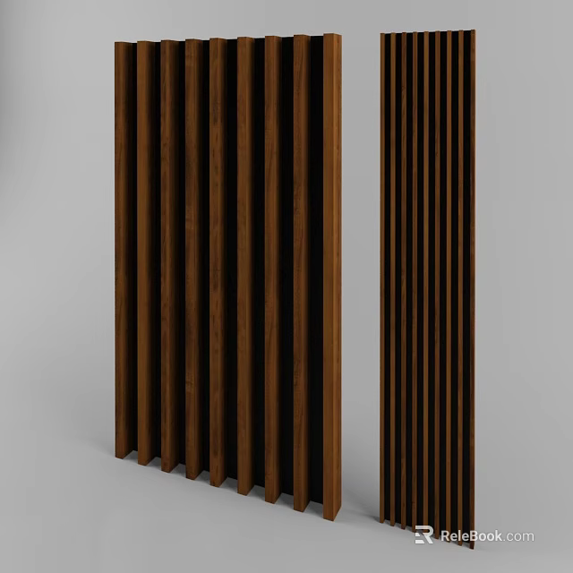 Modern Home Interior Design With Wooden Slatted Background Wall And Vertical Strips 3d model 