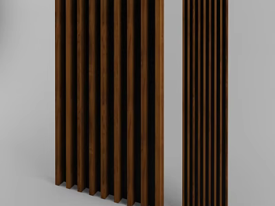 Modern Home Interior Design With Wooden Slatted Background Wall And Vertical Strips 3d model