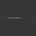 Ornate Blue And Gold Double Bladed Weapon With Long Decorative Handle
