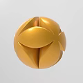 Golden Spherical Sculpture Featuring Petal Shaped Interlocking Sections in Modern 3D Art Design