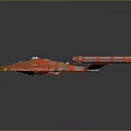 Red Cosmic Spacecraft Model With Circular Design And Arm Like Structures