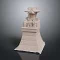 Traditional Stone Pagoda Architectural Model With Multi Tiered Structure And Carved Square Base