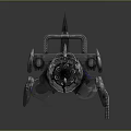 Futuristic Sci Fi Weapon With Intricate Mechanical Design Dragon Pattern And Blue Accents