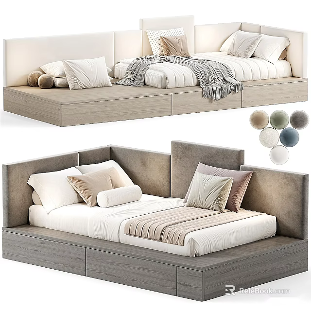 Elegant Modern Sofa Bed With Comfortable Pillows Soft Blanket And Multiple Color Options 3d model