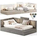 Elegant Modern Sofa Bed With Comfortable Pillows Soft Blanket And Multiple Color Options 3d model