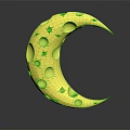 Yellow Crescent Shaped Cheese With Holes On Surface Against Dark Background