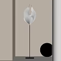 Modern Floor Lamp With Leaf Shaped White Shade Black Stand Light Wall And Decorative Sphere
