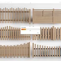 Various Wooden Railing Designs With Different Slat Structures For Outdoor Decoration 3d model