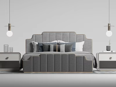 Post-modern double bed bedding 3d model