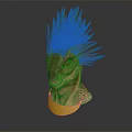 Mythical Creature Character Head Model With Green Spiky Mane Brown Skin And Yellow Base