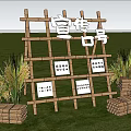 Bamboo Frame Photo Check-in Spot With Propaganda Slogans Straw Bundles And Green Grassland